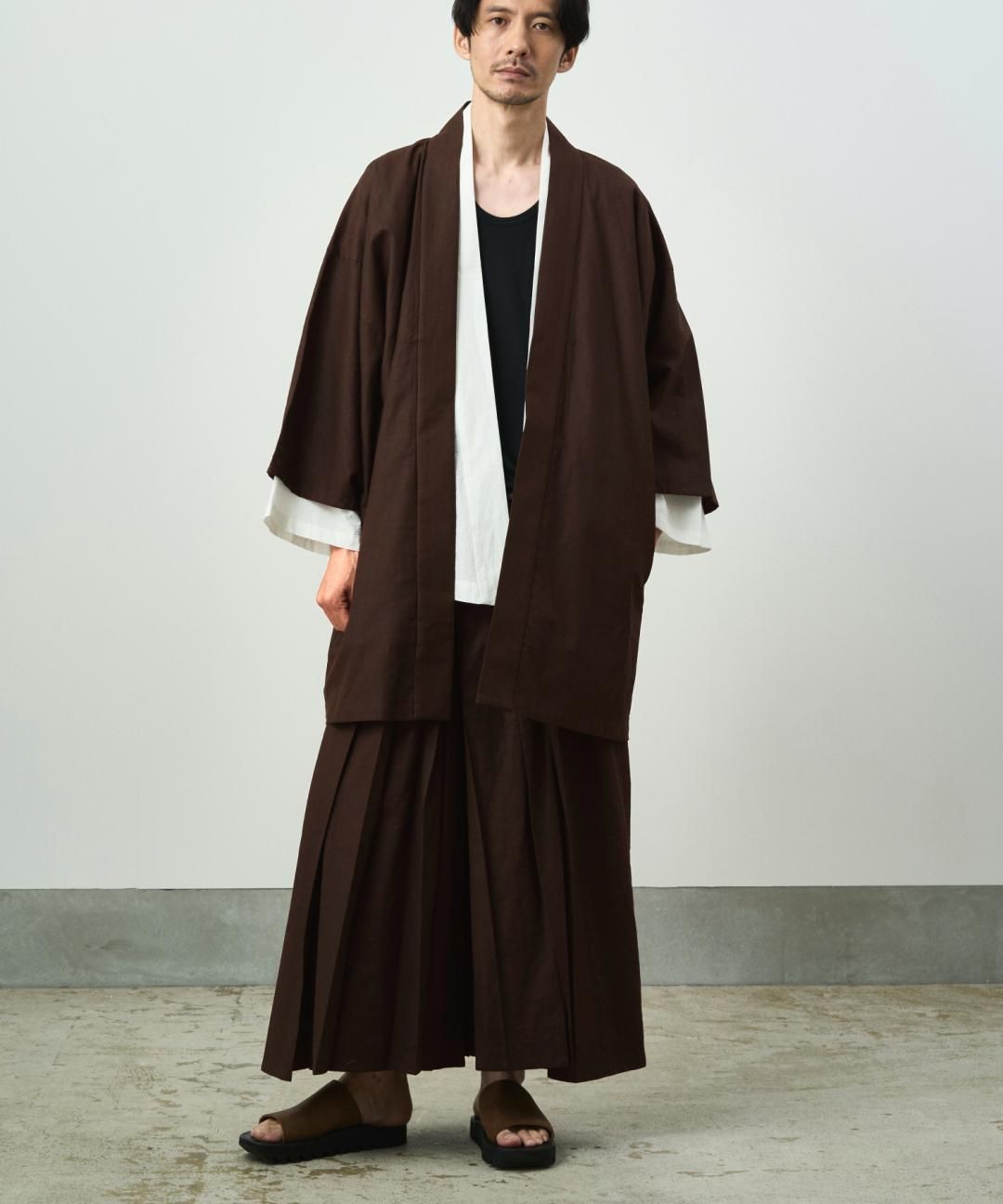 WAROBE / COTTON LINEN HAORI / BROWN photo