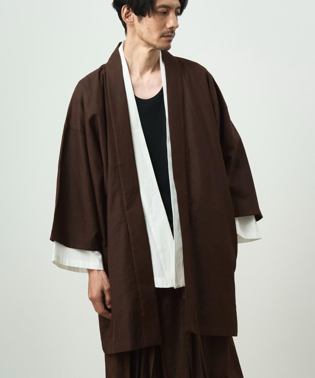 WAROBE / COTTON LINEN HAORI / BROWN photo