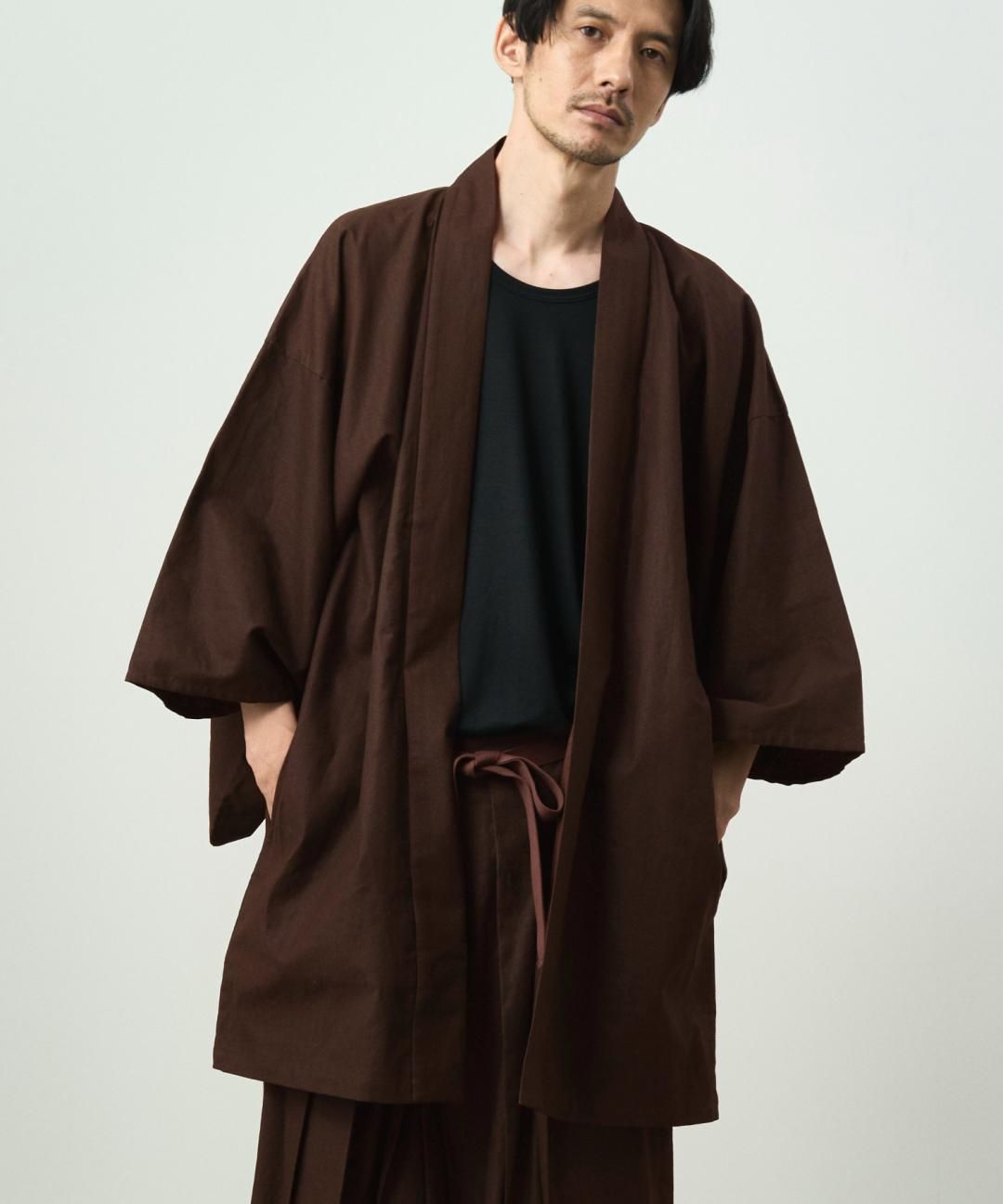 WAROBE / COTTON LINEN HAORI / BROWN photo