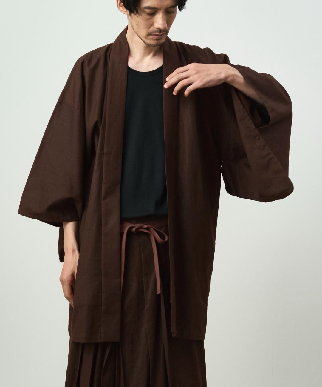 WAROBE / COTTON LINEN HAORI / BROWN photo