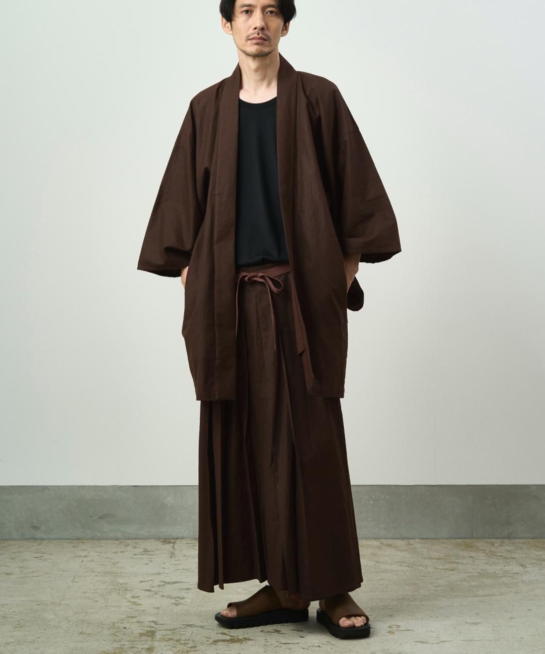 WAROBE / COTTON LINEN HAORI / BROWN photo