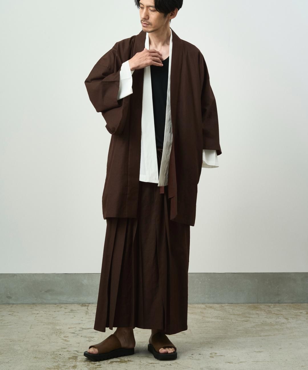 WAROBE / COTTON LINEN HAORI / BROWN photo