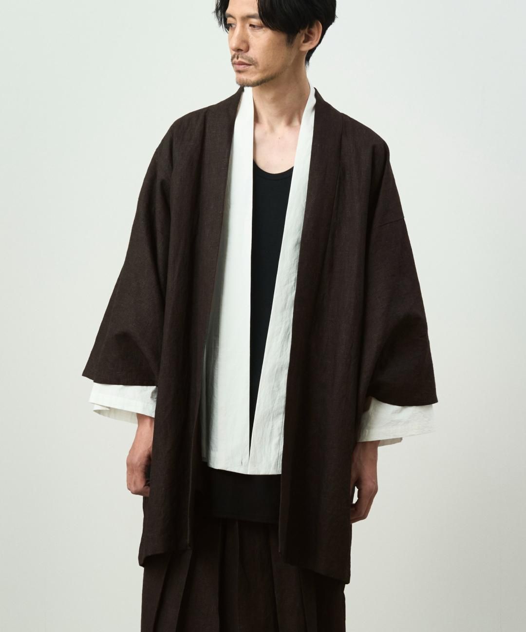 WAROBE / MUD DYEING COTTON HAORI / BLACK photo