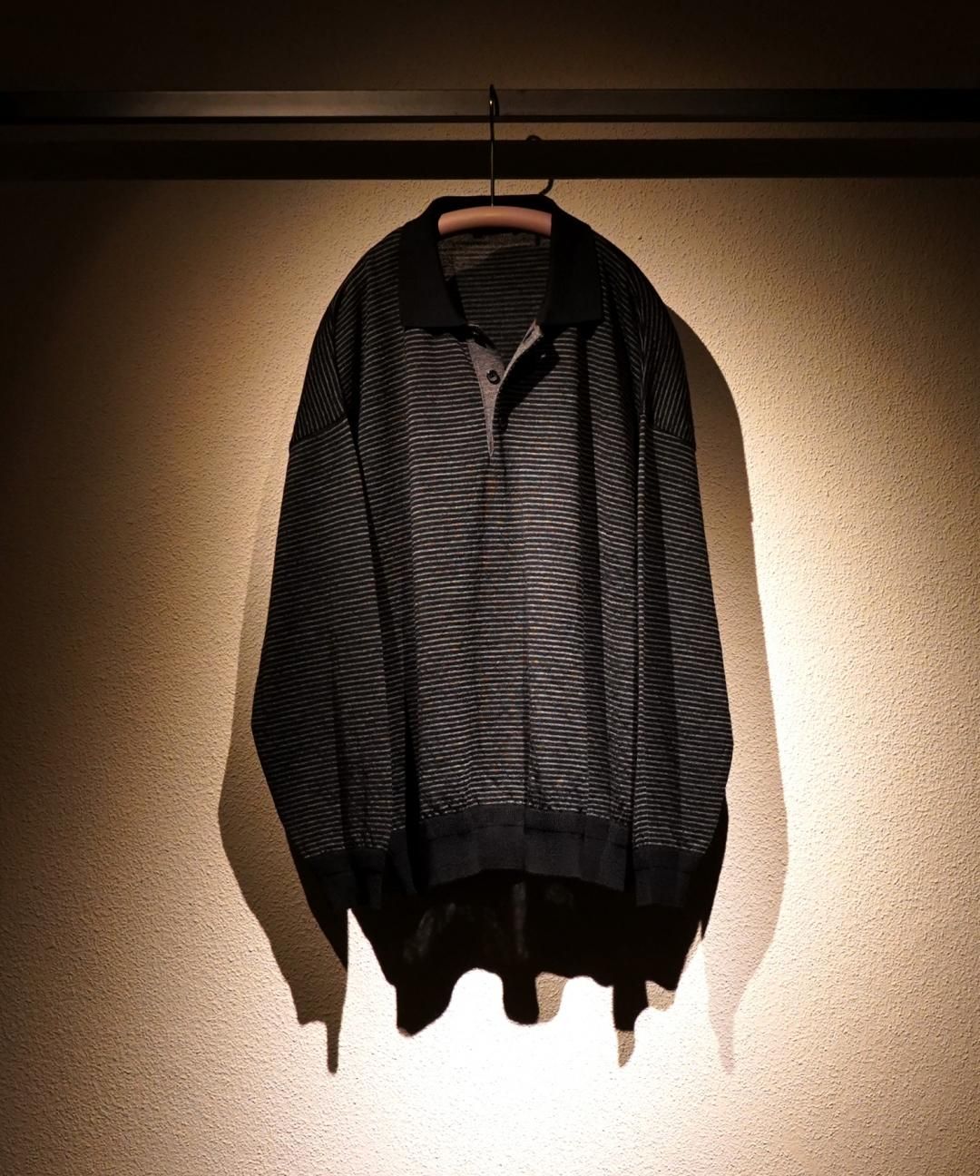 TROVE / J.R KNIT POLO LONG SLEEVE / CHARCOAL BLACK photo