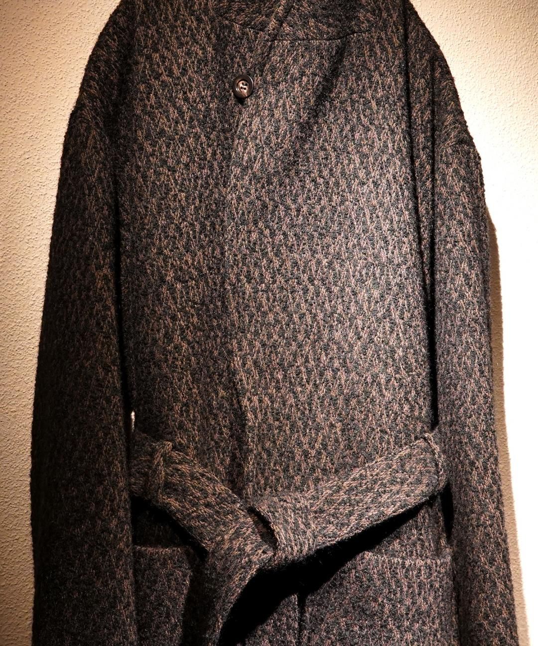 TROVE / MODERN TWEED GOWN COAT / GREEN BROWN photo