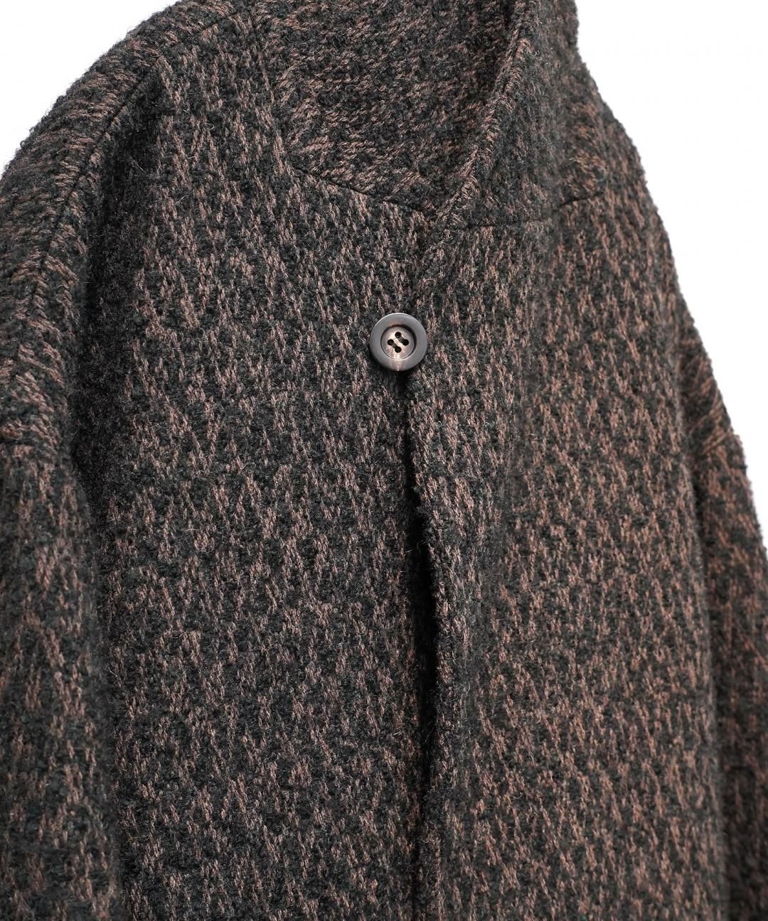 TROVE / MODERN TWEED GOWN COAT / GREEN BROWN photo