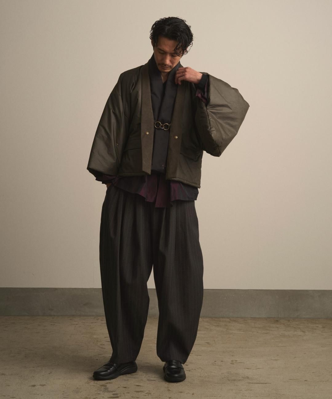 【PRE-ORDER】WAROBE / STRIPE WOOL BONTAN / CHARCOAL photo