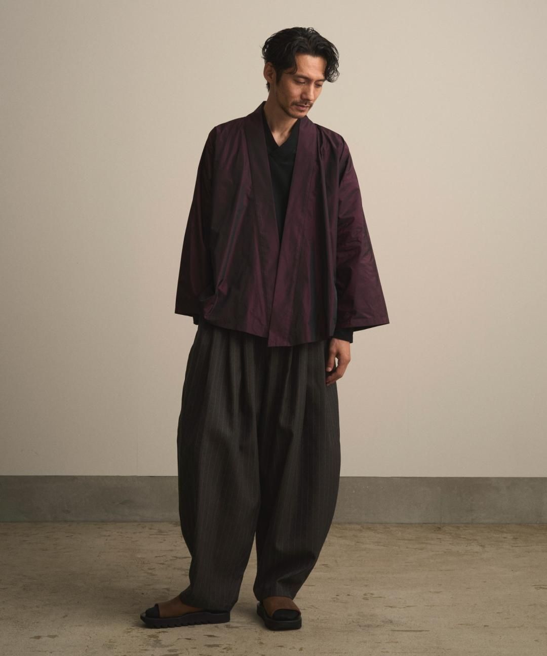 【PRE-ORDER】WAROBE / STRIPE WOOL BONTAN / CHARCOAL photo