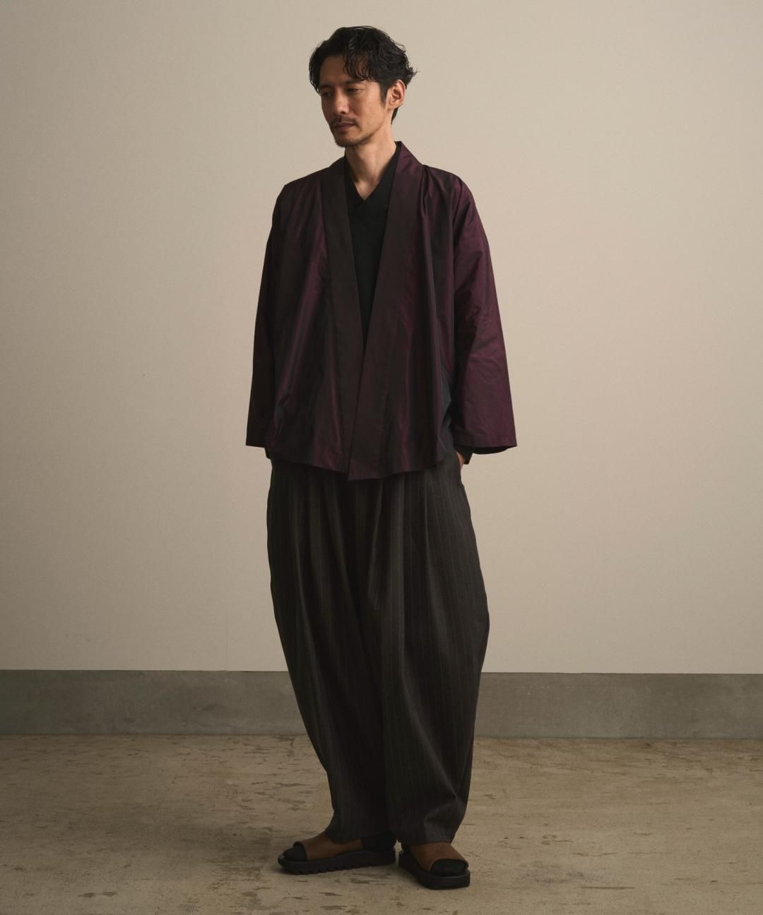 【PRE-ORDER】WAROBE / STRIPE WOOL BONTAN / CHARCOAL photo