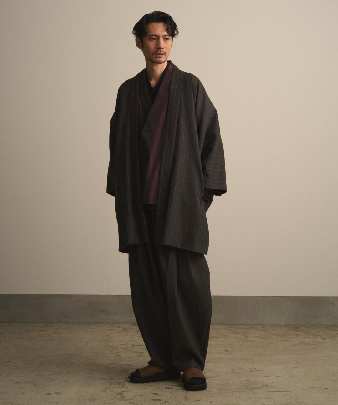 【PRE-ORDER】WAROBE / STRIPE WOOL BONTAN / CHARCOAL photo