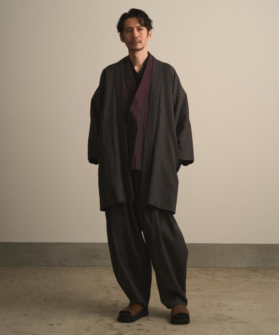 【PRE-ORDER】WAROBE / STRIPE WOOL BONTAN / CHARCOAL photo