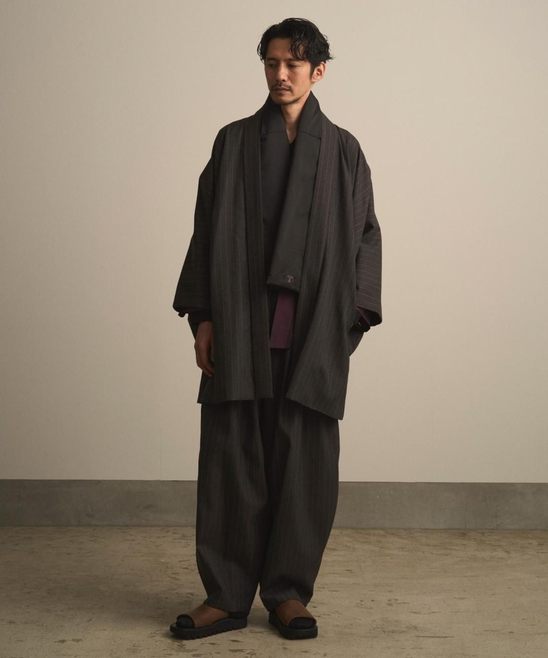 【PRE-ORDER】WAROBE / STRIPE WOOL BONTAN / CHARCOAL photo