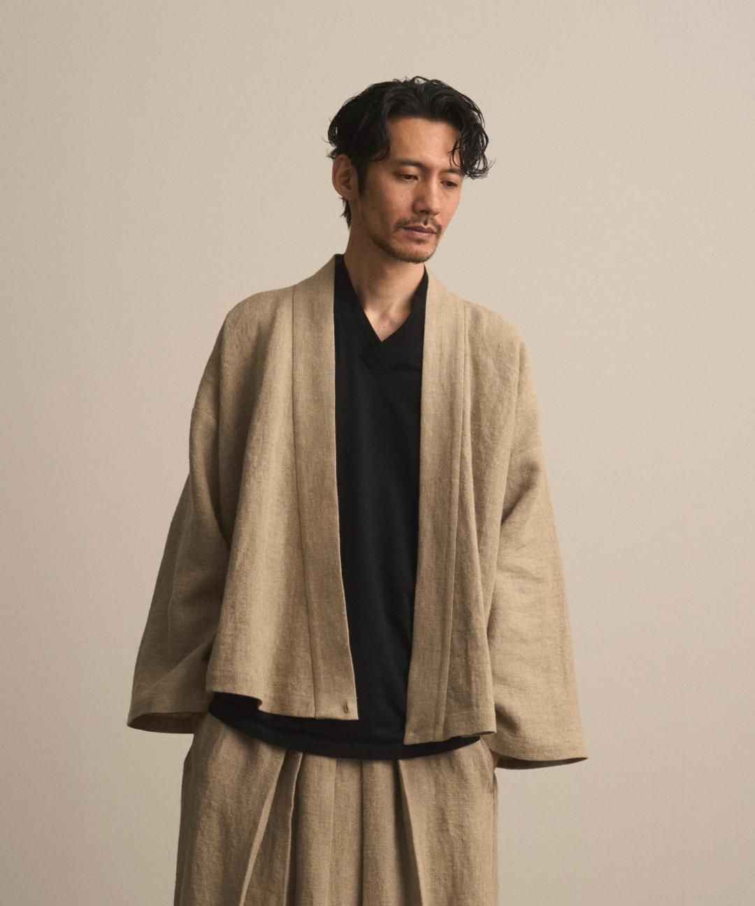 【PRE-ORDER】WAROBE / HEAVY LINEN TAN WA Y SHIRT / BEIGE photo