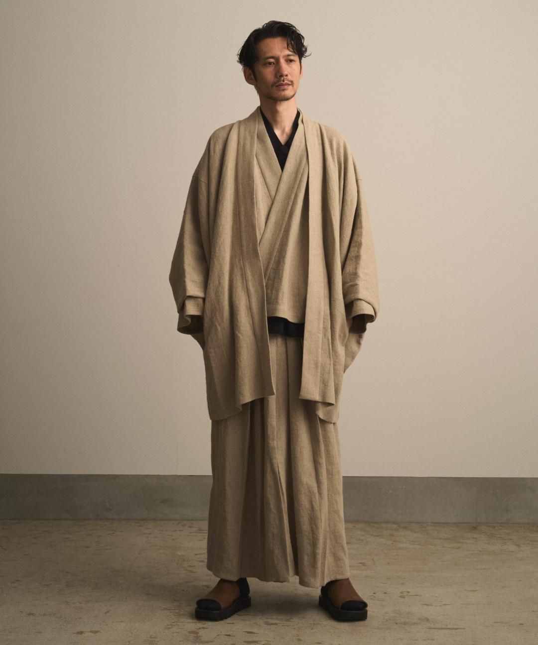 【PRE-ORDER】WAROBE / HEAVY LINEN TAN WA Y SHIRT / BEIGE photo