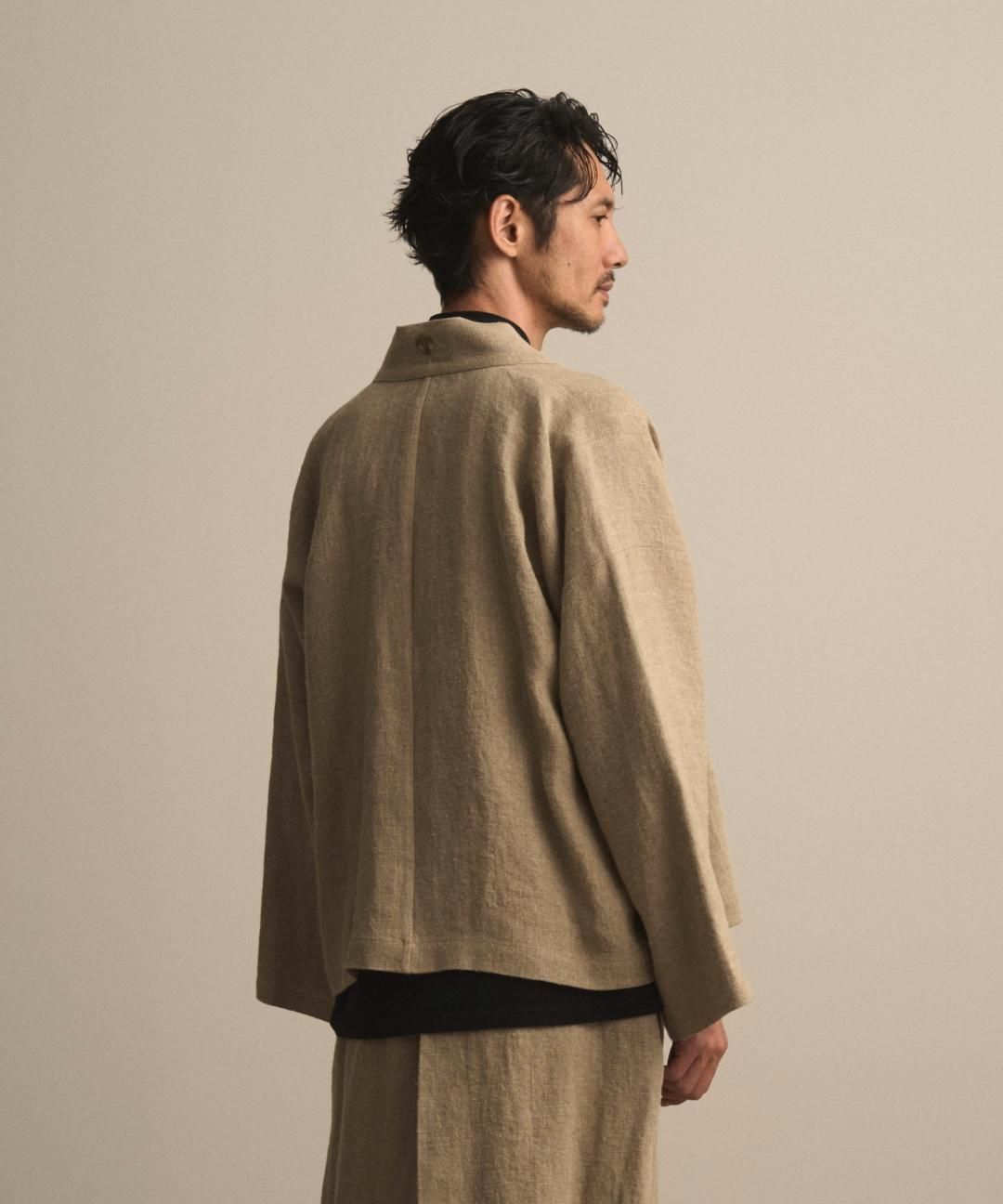 【PRE-ORDER】WAROBE / HEAVY LINEN TAN WA Y SHIRT / BEIGE photo
