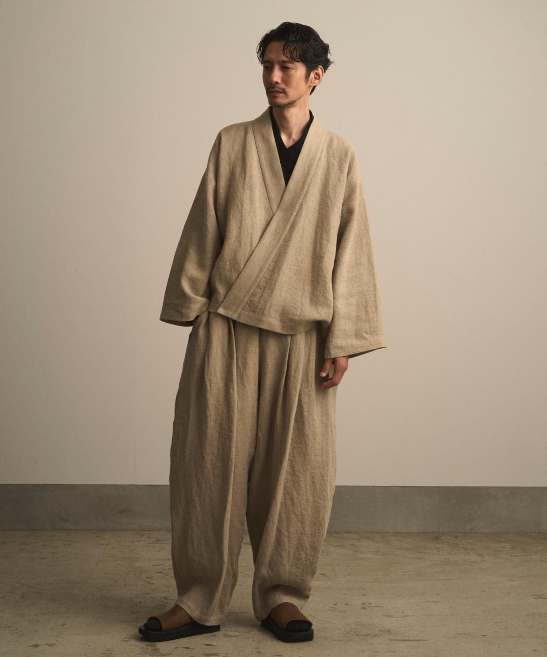 【PRE-ORDER】WAROBE / HEAVY LINEN TAN WA Y SHIRT / BEIGE photo