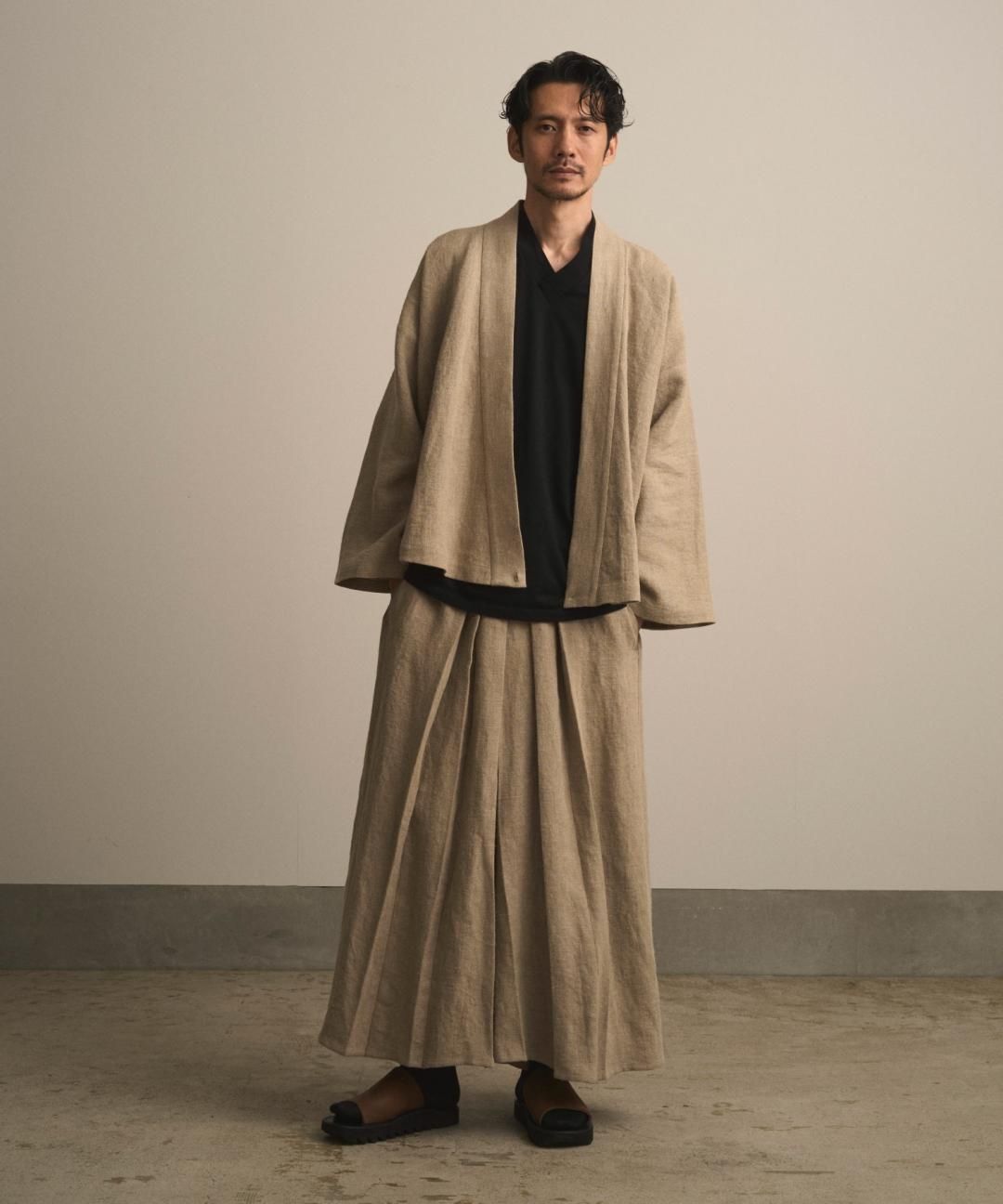 【PRE-ORDER】WAROBE / HEAVY LINEN TAN WA Y SHIRT / BEIGE photo