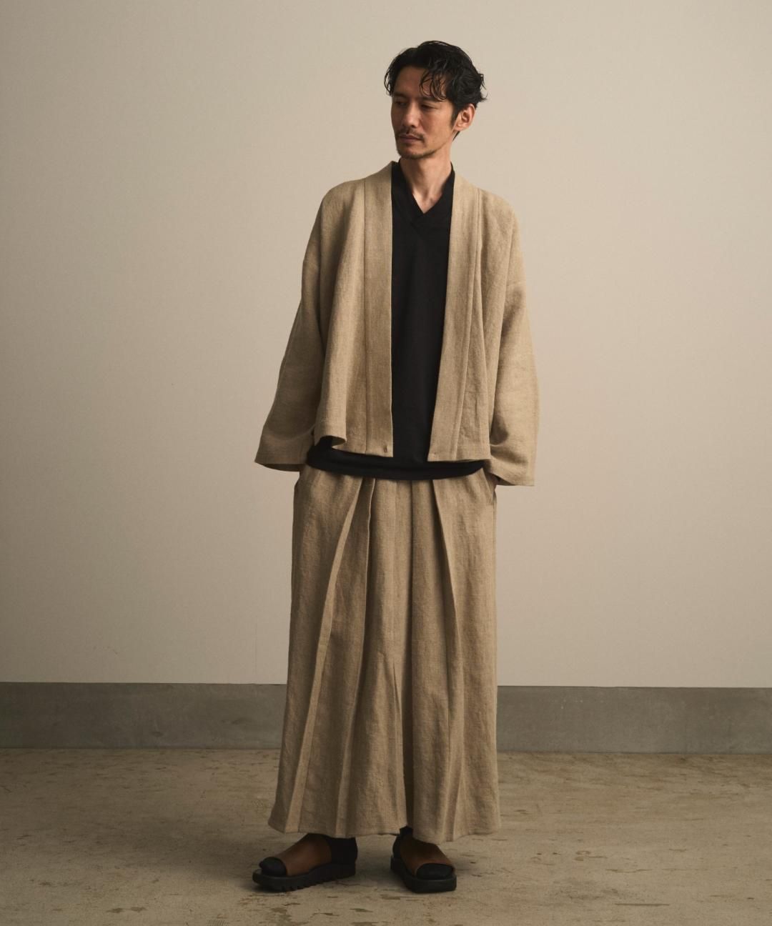 【PRE-ORDER】WAROBE / HEAVY LINEN TAN WA Y SHIRT / BEIGE photo