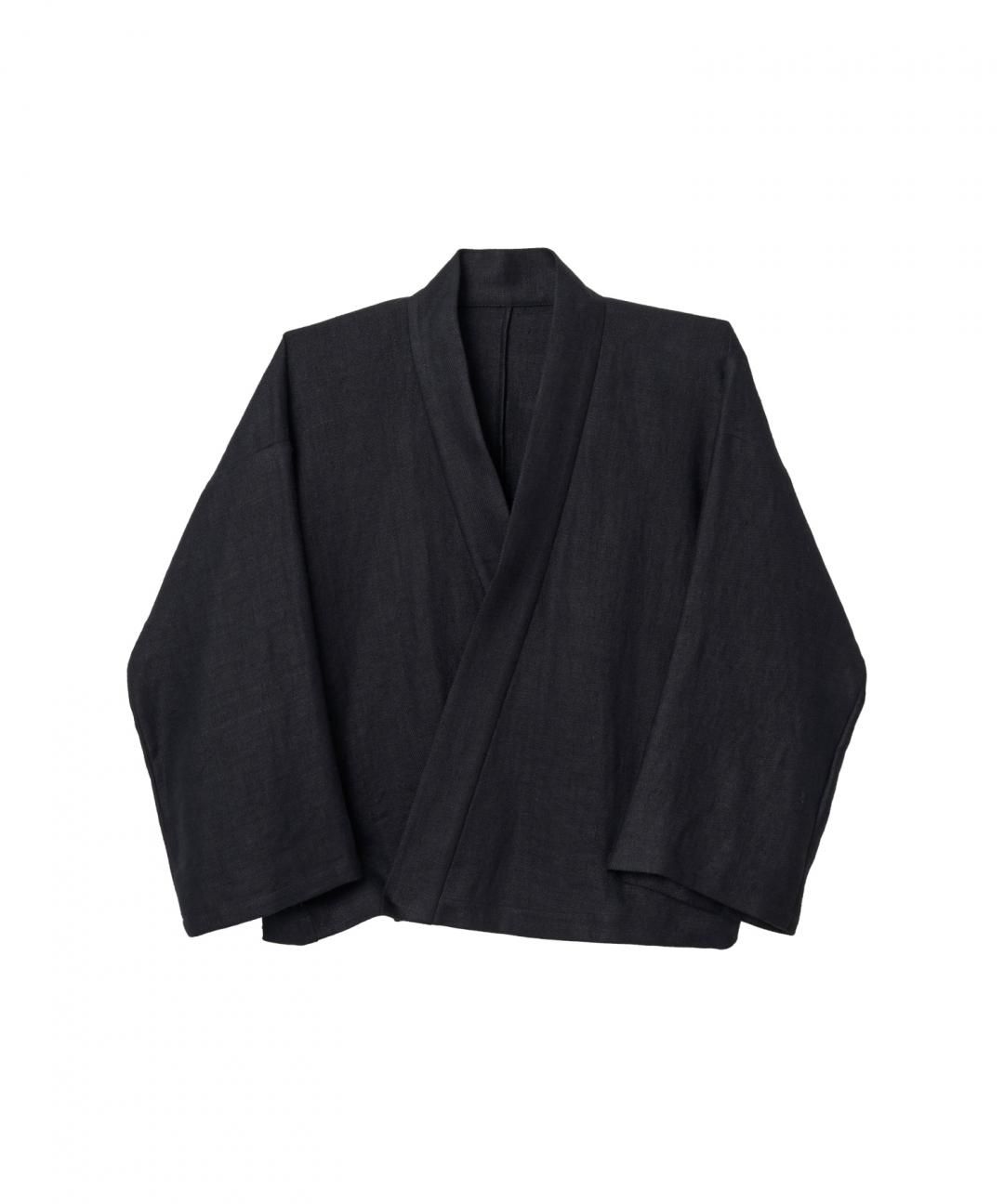 【PRE-ORDER】WAROBE / HEAVY LINEN TAN WA Y SHIRT / BLACK photo