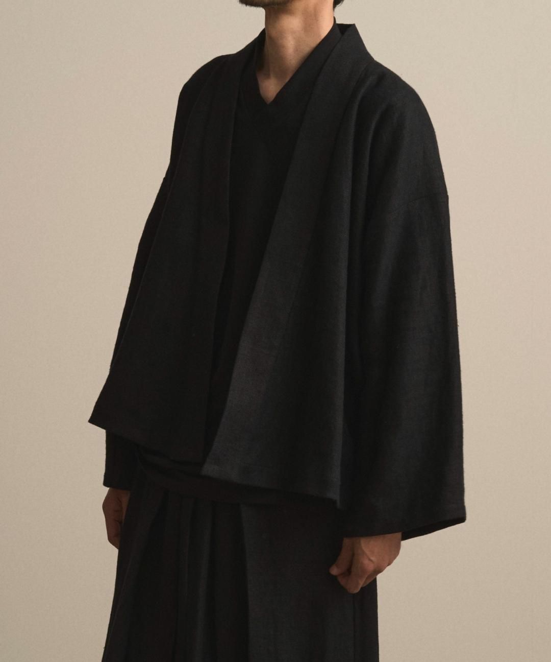 【PRE-ORDER】WAROBE / HEAVY LINEN TAN WA Y SHIRT / BLACK photo