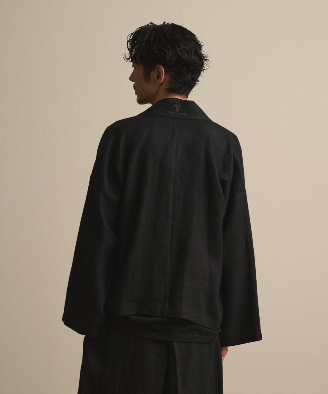 【PRE-ORDER】WAROBE / HEAVY LINEN TAN WA Y SHIRT / BLACK photo