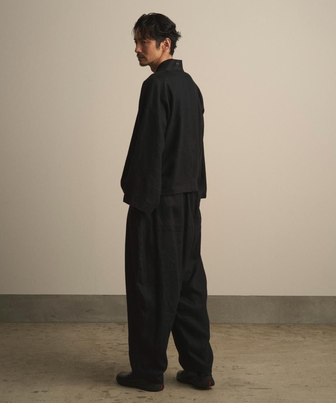 【PRE-ORDER】WAROBE / HEAVY LINEN TAN WA Y SHIRT / BLACK photo