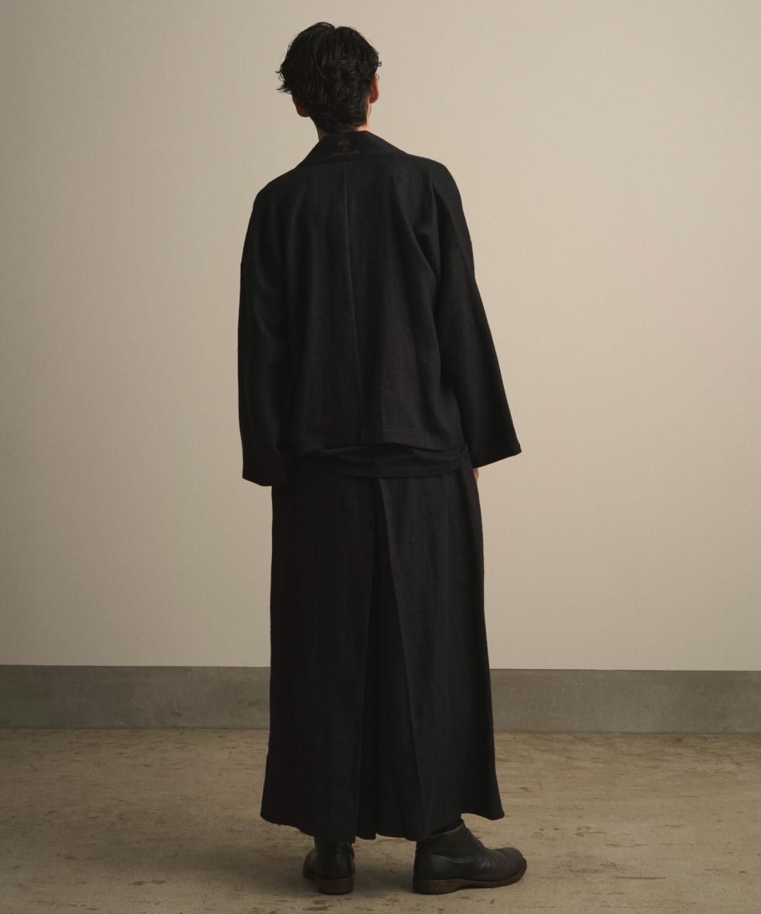 【PRE-ORDER】WAROBE / HEAVY LINEN TAN WA Y SHIRT / BLACK photo