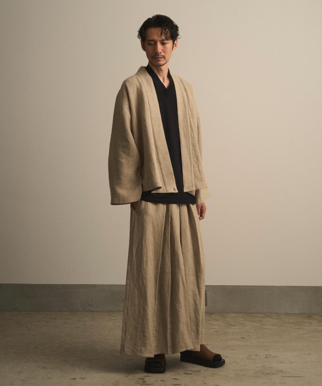 【PRE-ORDER】WAROBE / HEAVY LINEN EASY HAKAMA / BEIGE photo
