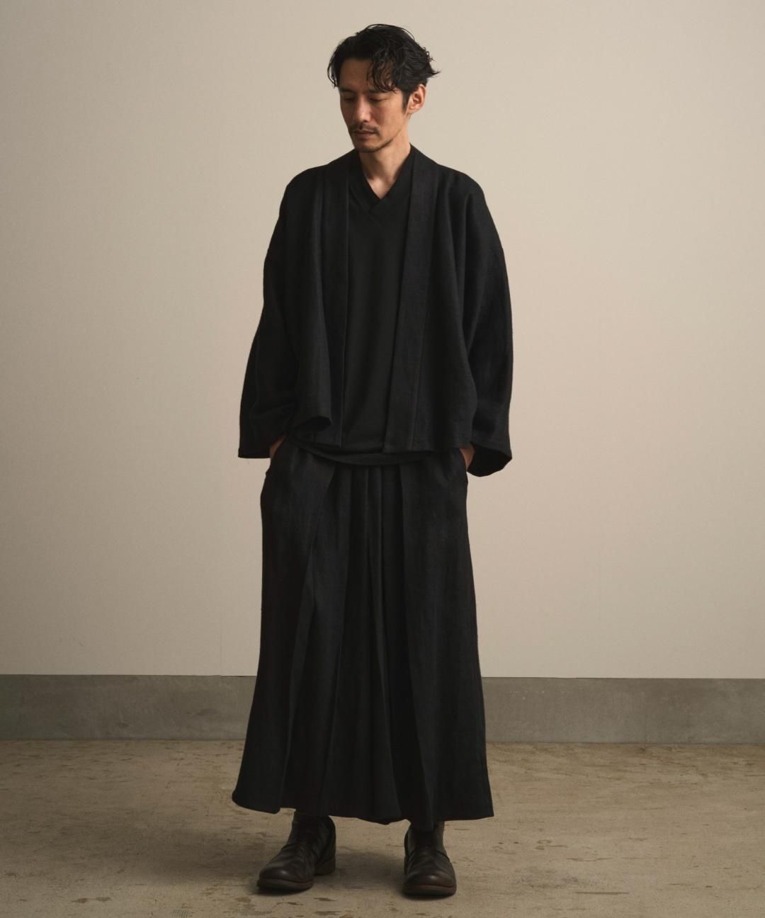 【PRE-ORDER】WAROBE / HEAVY LINEN EASY HAKAMA / BLACK photo