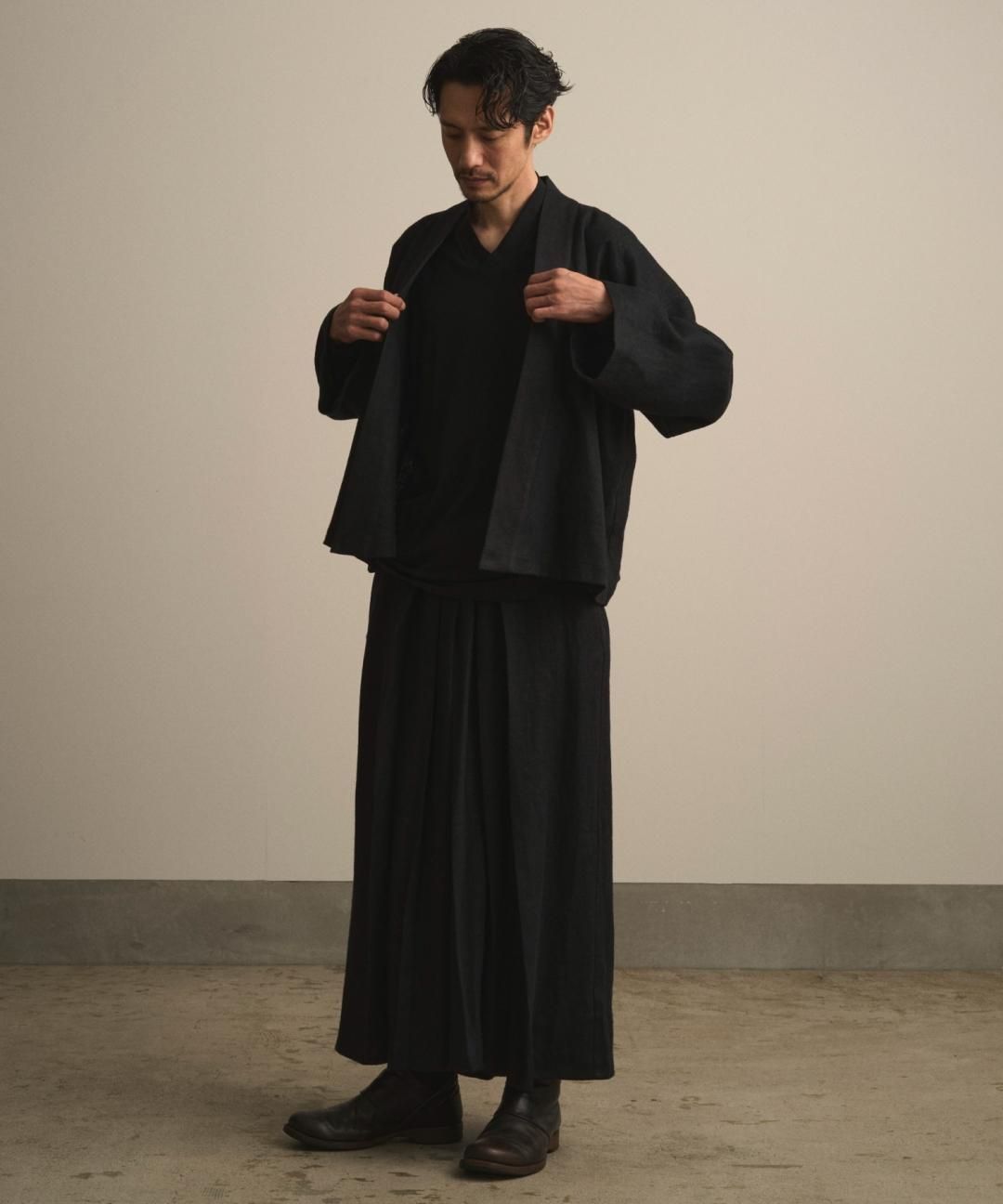 【PRE-ORDER】WAROBE / HEAVY LINEN EASY HAKAMA / BLACK photo