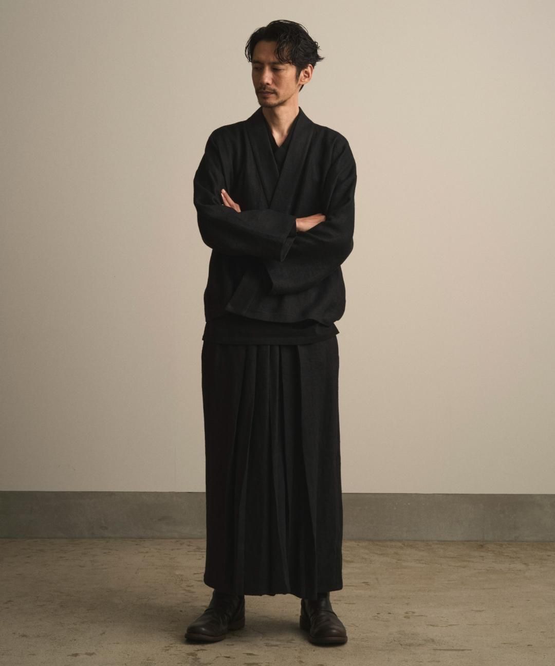 【PRE-ORDER】WAROBE / HEAVY LINEN EASY HAKAMA / BLACK photo