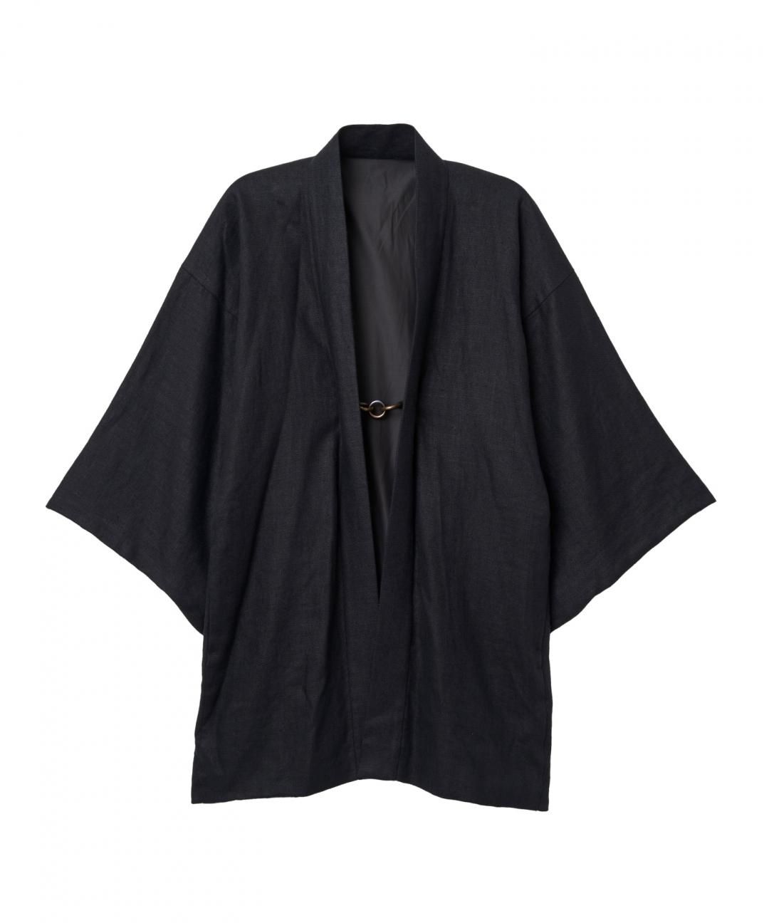 【PRE-ORDER】WAROBE / HEAVY LINEN HAORI / BLACK photo