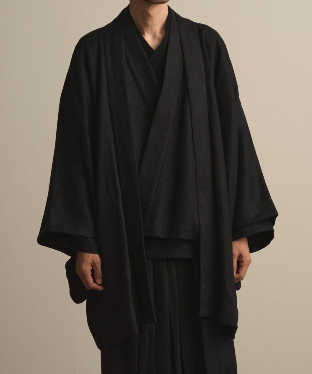 【PRE-ORDER】WAROBE / HEAVY LINEN HAORI / BLACK photo