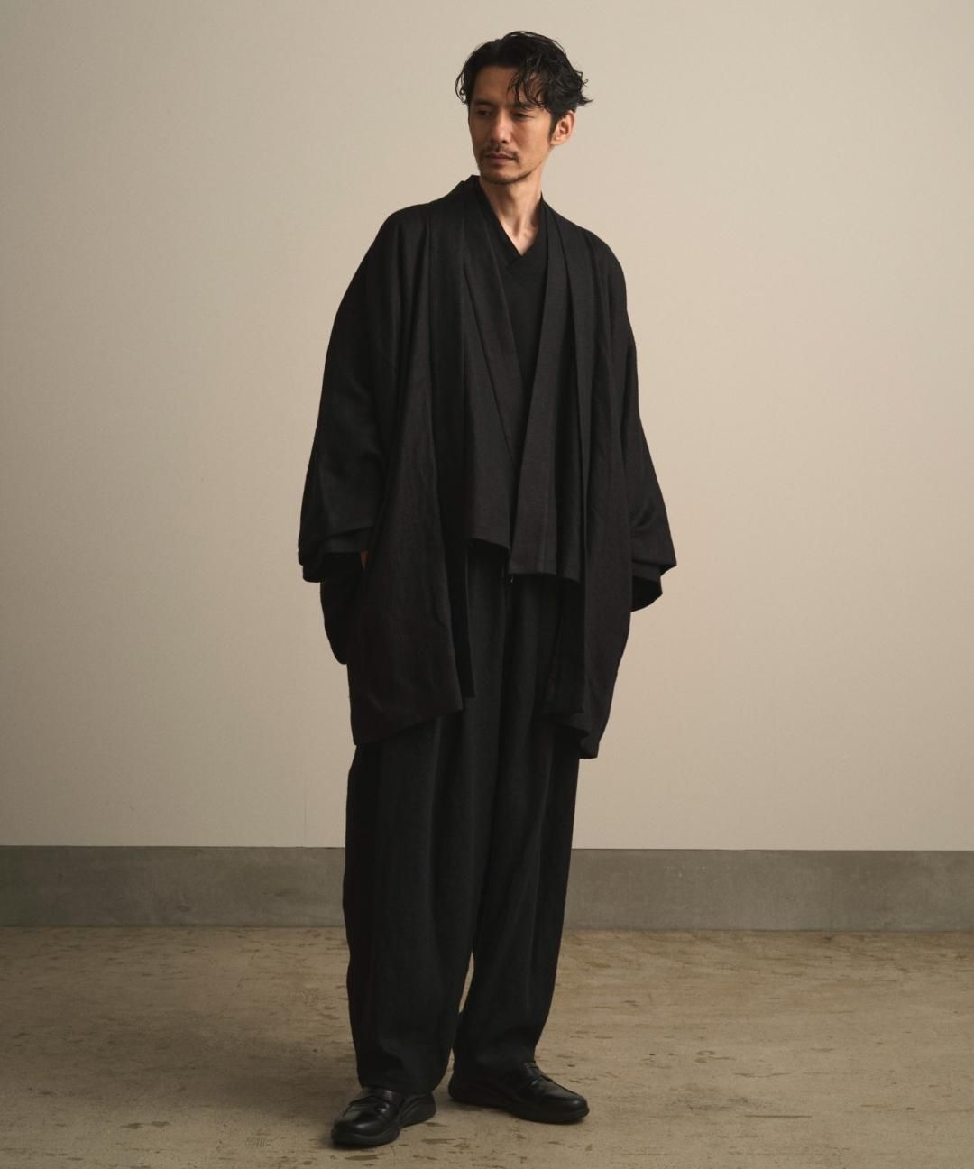 【PRE-ORDER】WAROBE / HEAVY LINEN HAORI / BLACK photo