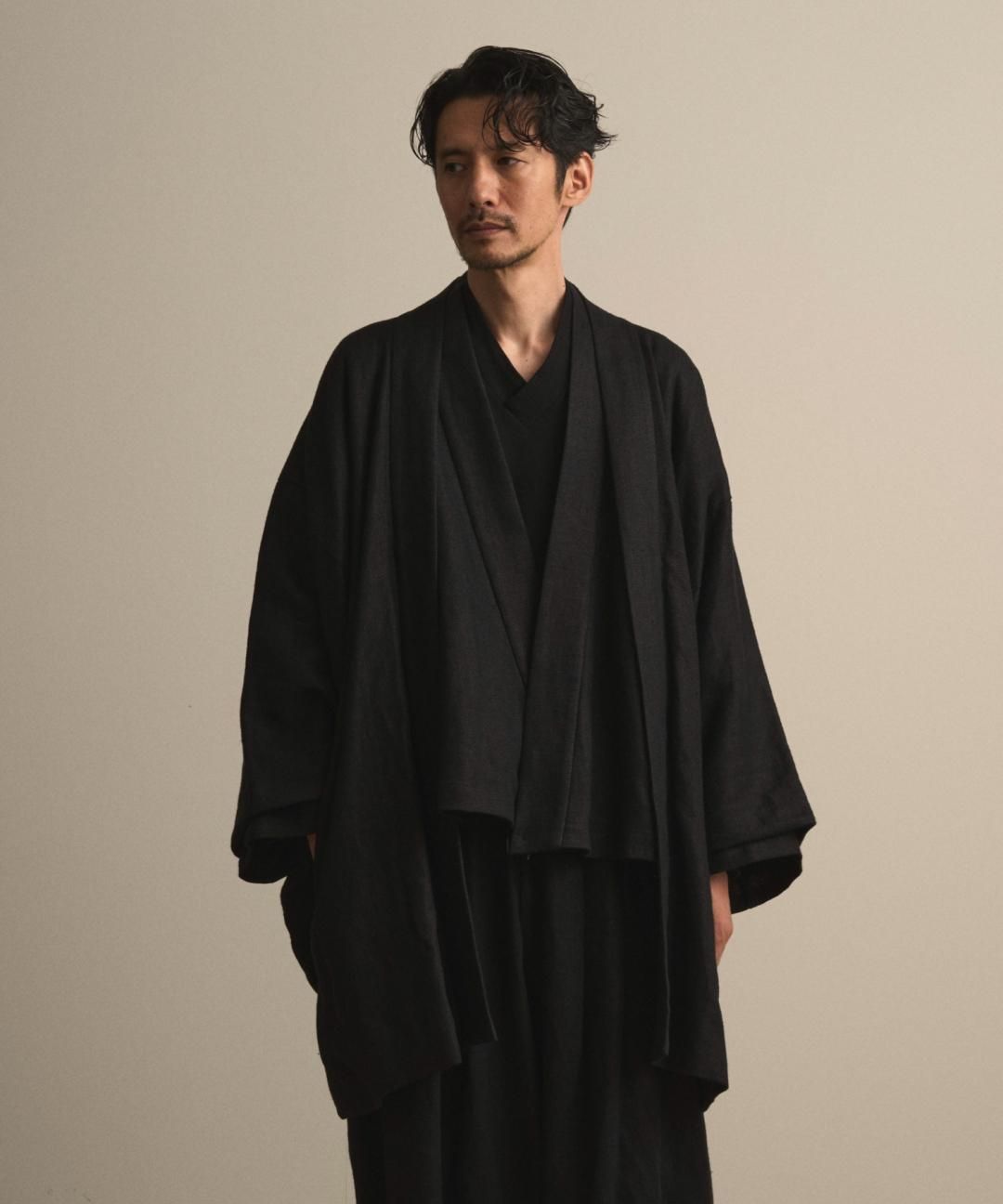 【PRE-ORDER】WAROBE / HEAVY LINEN HAORI / BLACK photo