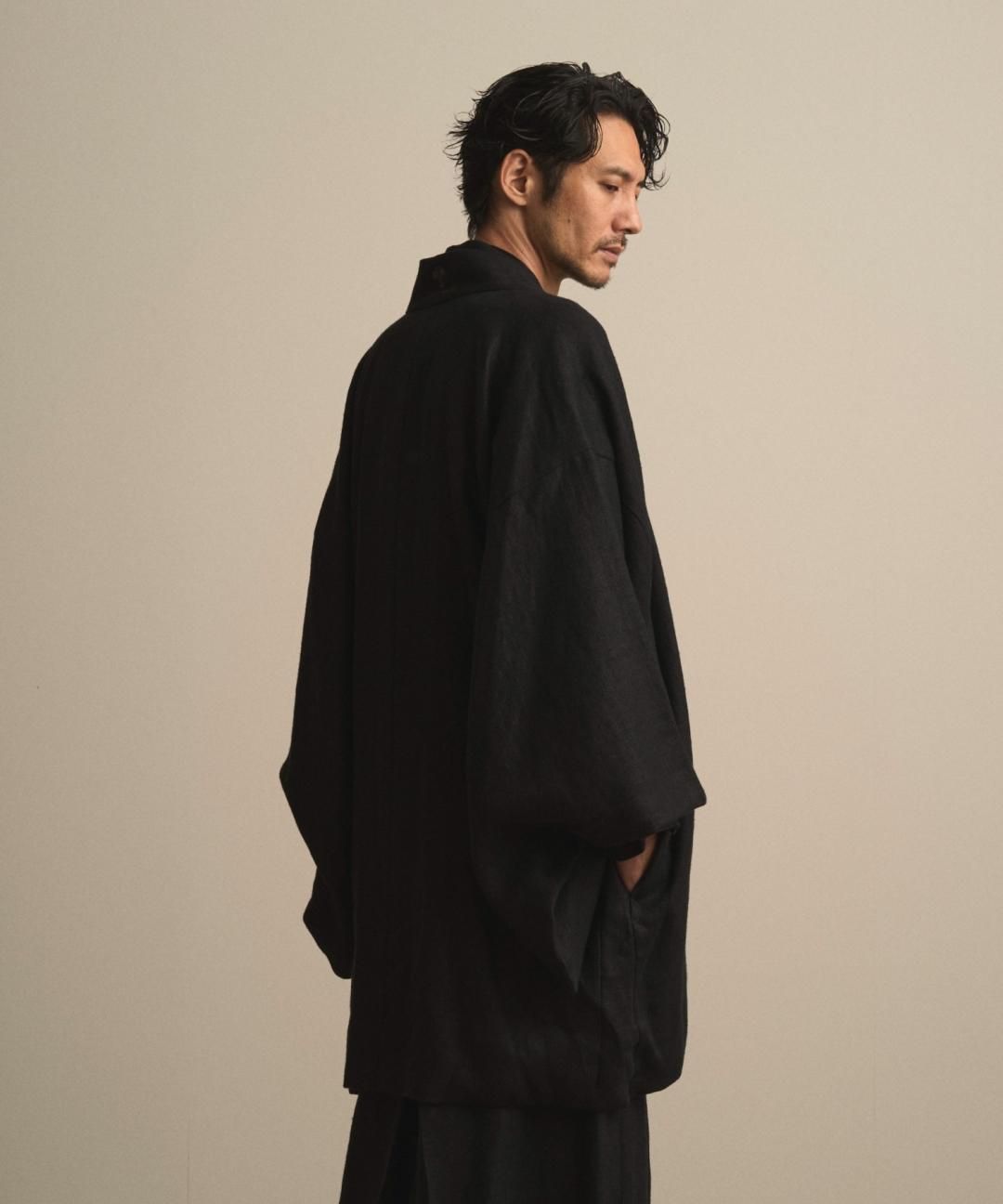 【PRE-ORDER】WAROBE / HEAVY LINEN HAORI / BLACK photo