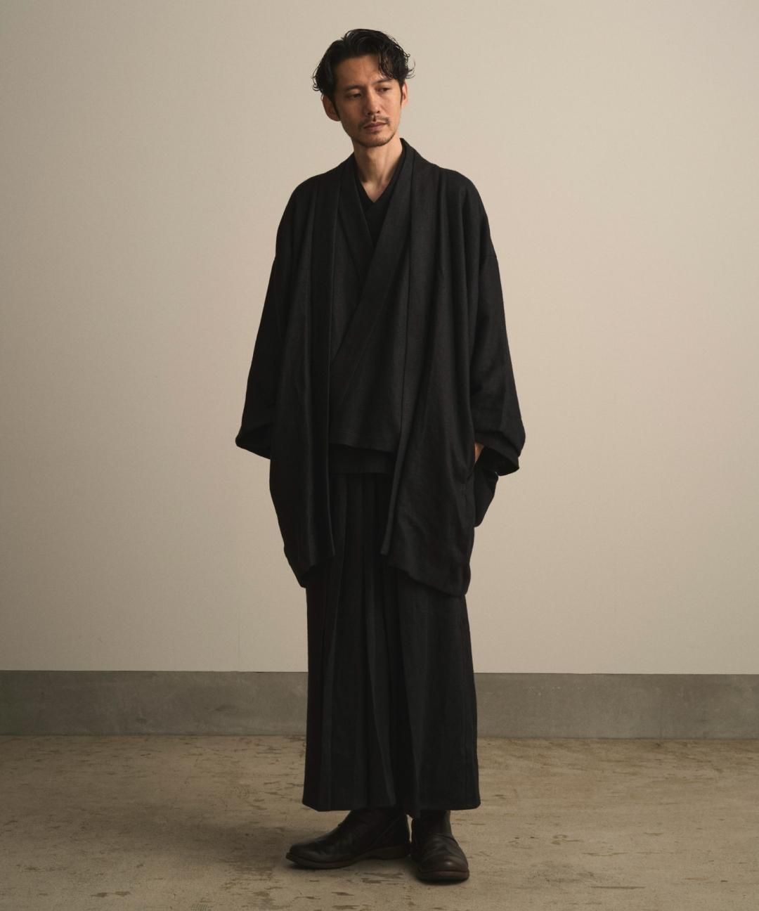 【PRE-ORDER】WAROBE / HEAVY LINEN HAORI / BLACK photo