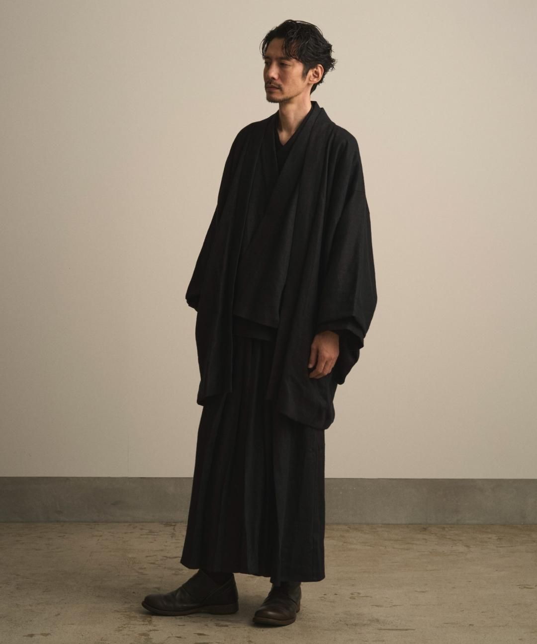 【PRE-ORDER】WAROBE / HEAVY LINEN HAORI / BLACK photo