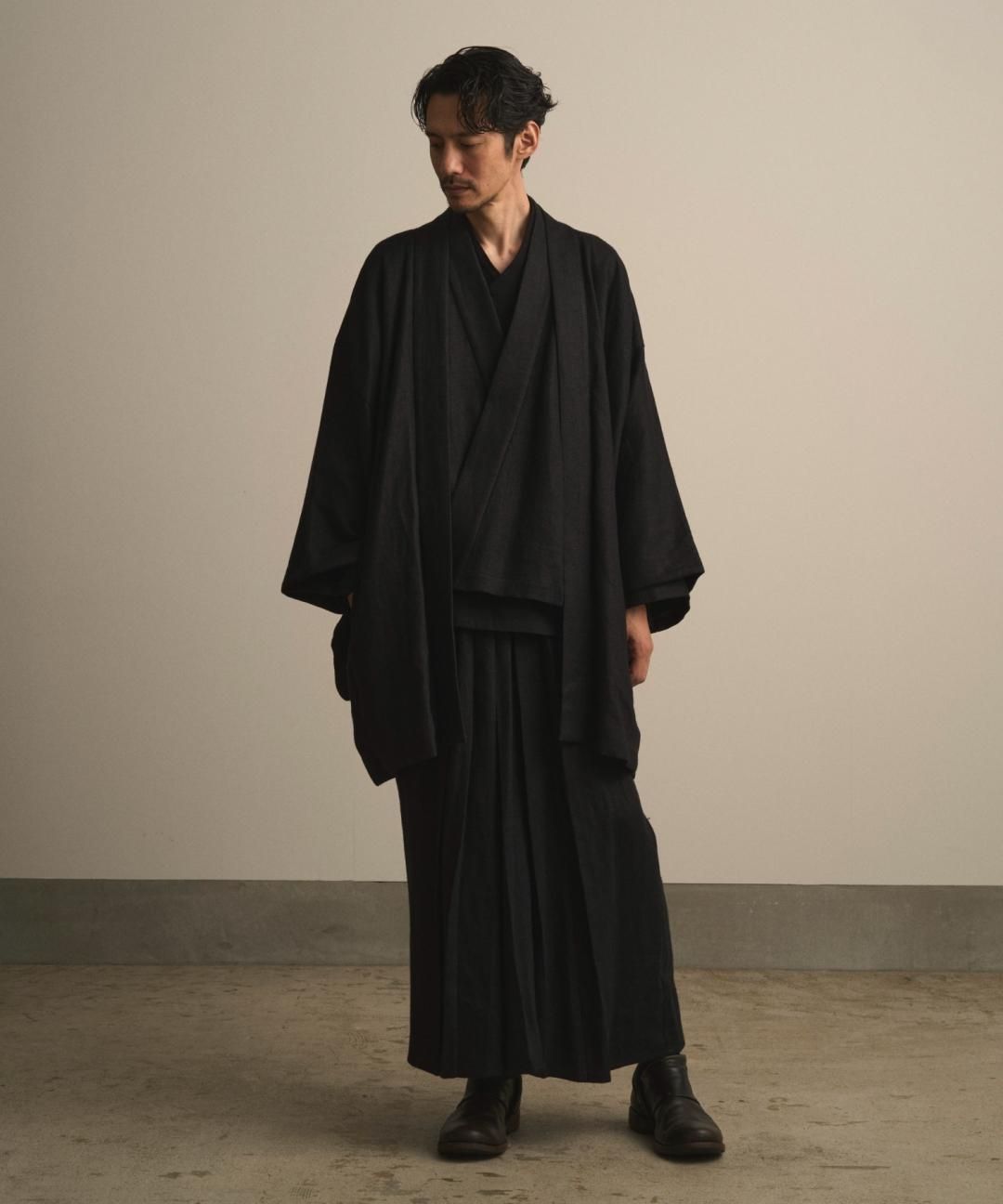 【PRE-ORDER】WAROBE / HEAVY LINEN HAORI / BLACK photo