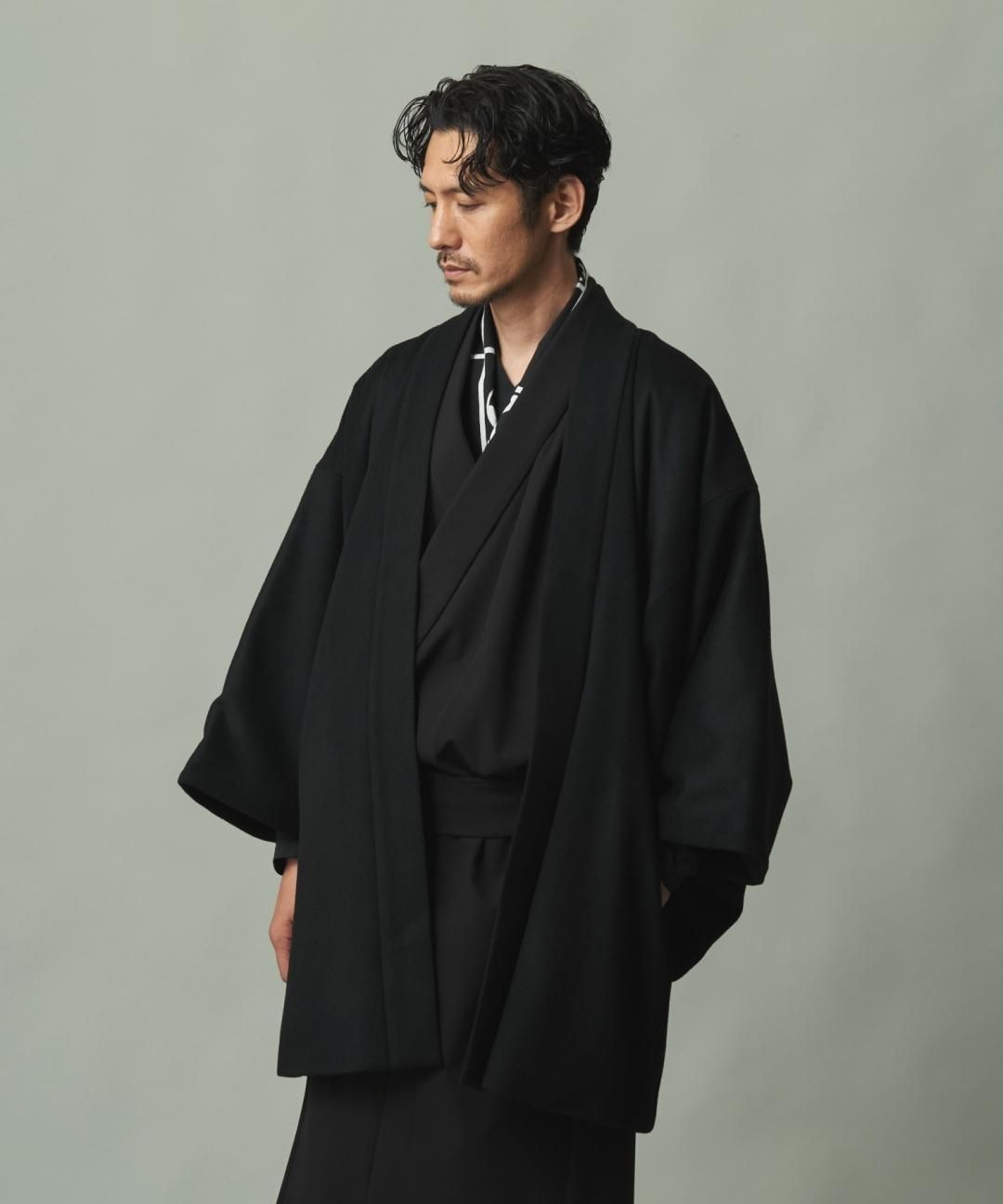 【PRE-ORDER】WAROBE / WOOL BEAVER HAORI / BLACK photo
