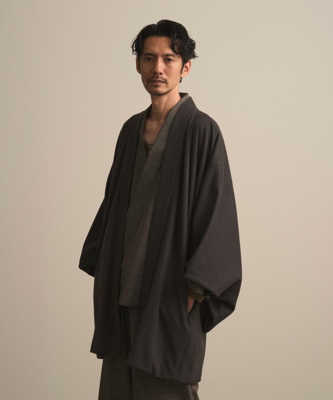 【PRE-ORDER】WAROBE / WOOL BEAVER HAORI / DARK GRAY photo