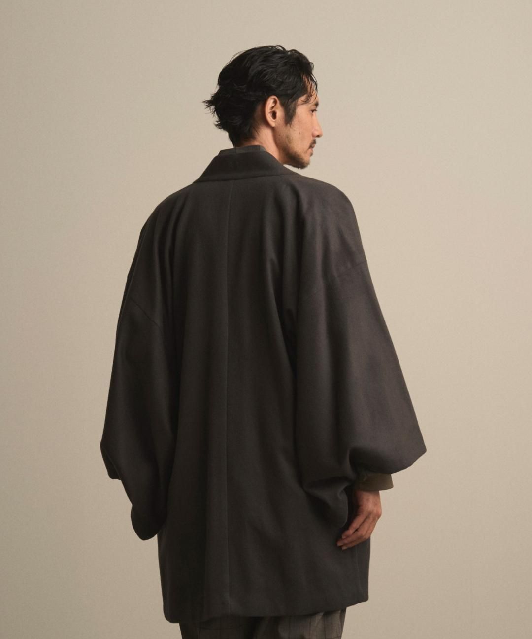 【PRE-ORDER】WAROBE / WOOL BEAVER HAORI / DARK GRAY photo