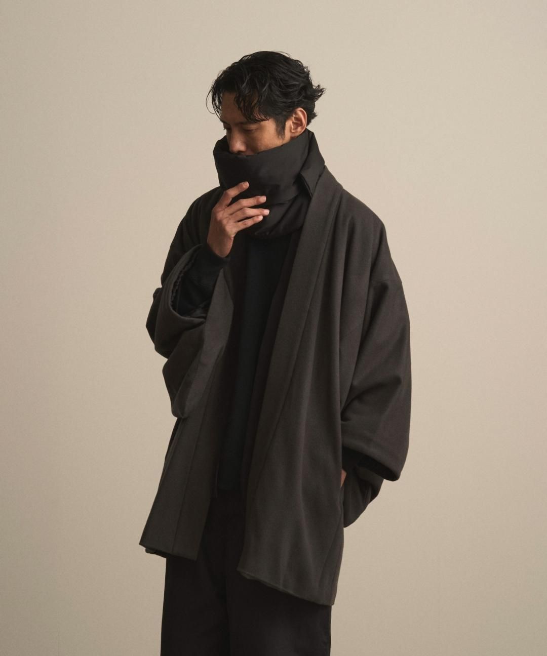 【PRE-ORDER】WAROBE / WOOL BEAVER HAORI / DARK GRAY photo