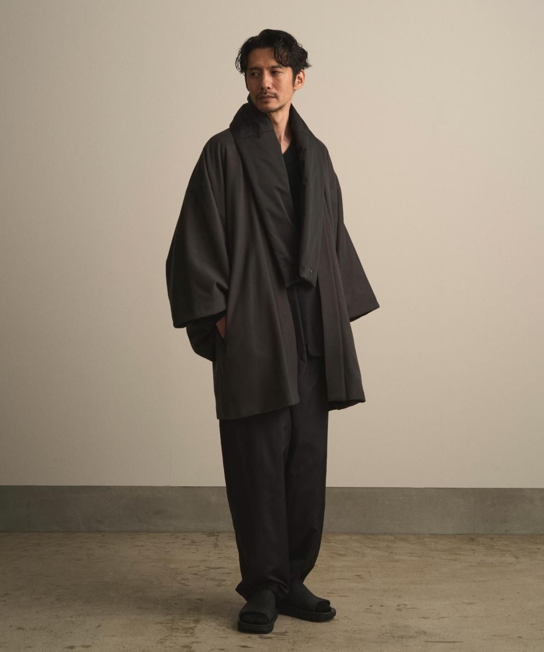 【PRE-ORDER】WAROBE / WOOL BEAVER HAORI / DARK GRAY photo