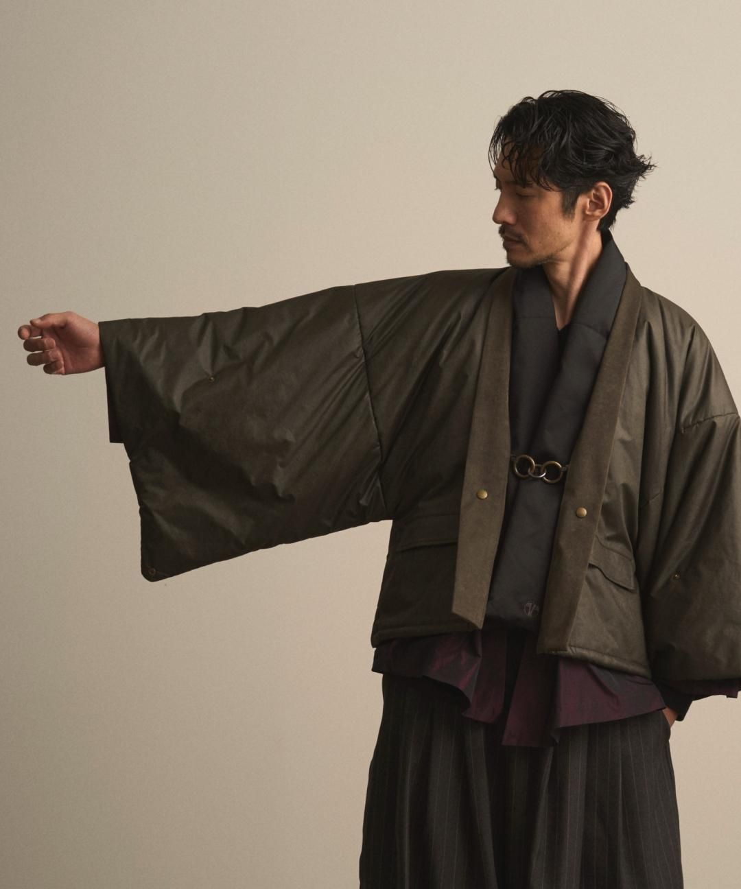 【PRE-ORDER】WAROBE / PUFFER HAORI / DARK OLIVE photo