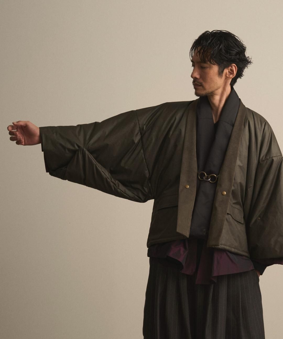 【PRE-ORDER】WAROBE / PUFFER HAORI / DARK OLIVE photo