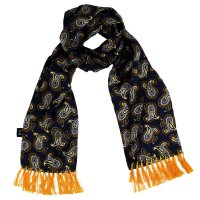 TOOTAL 1960s Paisley Scarf - Navy x Gold