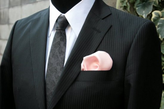 シルク100%ポケットチーフ[ピンクNo6]シルクチーフ - 紳士服ボタン 