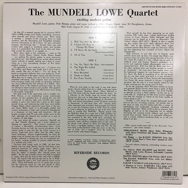 Mundell Lowe Quartet / st rlp12-204[Reissue/Ojc] - 大阪 ジャズ レコード 通販 買取 BAMBOO  MUSIC