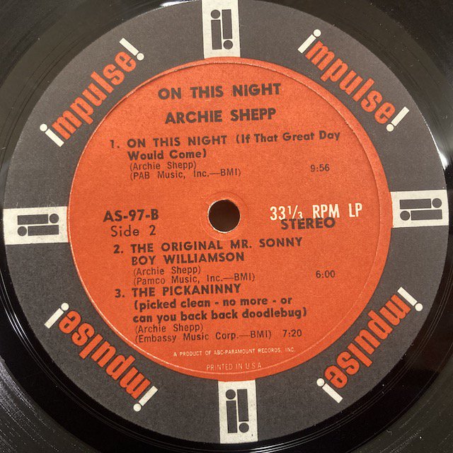 Archie Shepp / on This Night as97 ◎ 大阪 ジャズ レコード 通販 買取 Bamboo Music